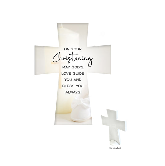CERAMIC STANDING CROSS CHRISTENING