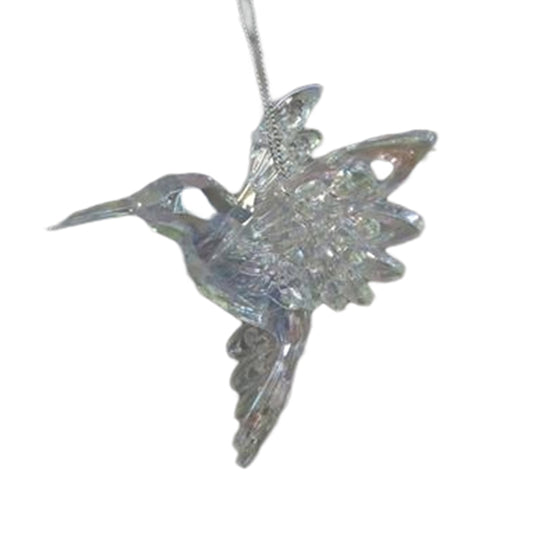 CHRISTMAS ACRYLIC HUMMINGBIRD HANGING DECORATION CLEAR