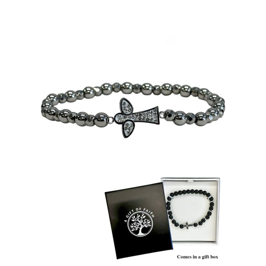 Bracelet Gift Of Faith Hematite With Angel