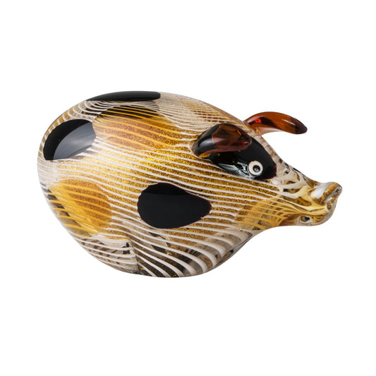 ZIBO ART GLASS PIG PIED SOW