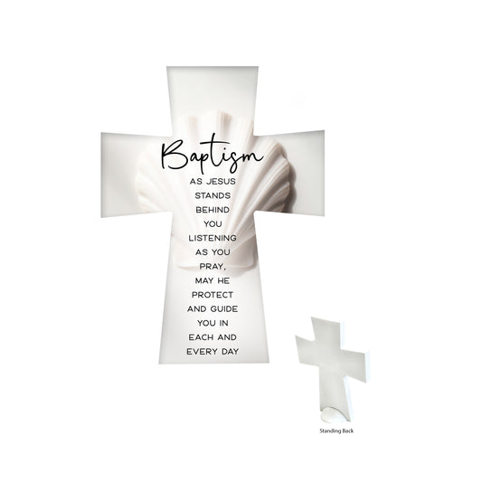 CERAMIC STANDING CROSS BAPTISM