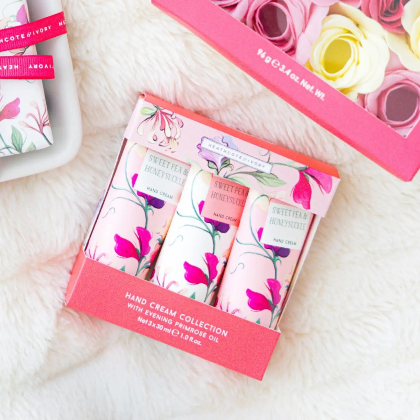 Heathcote & Ivory Sweet Pea & Honeysuckle Hand Cream Trio