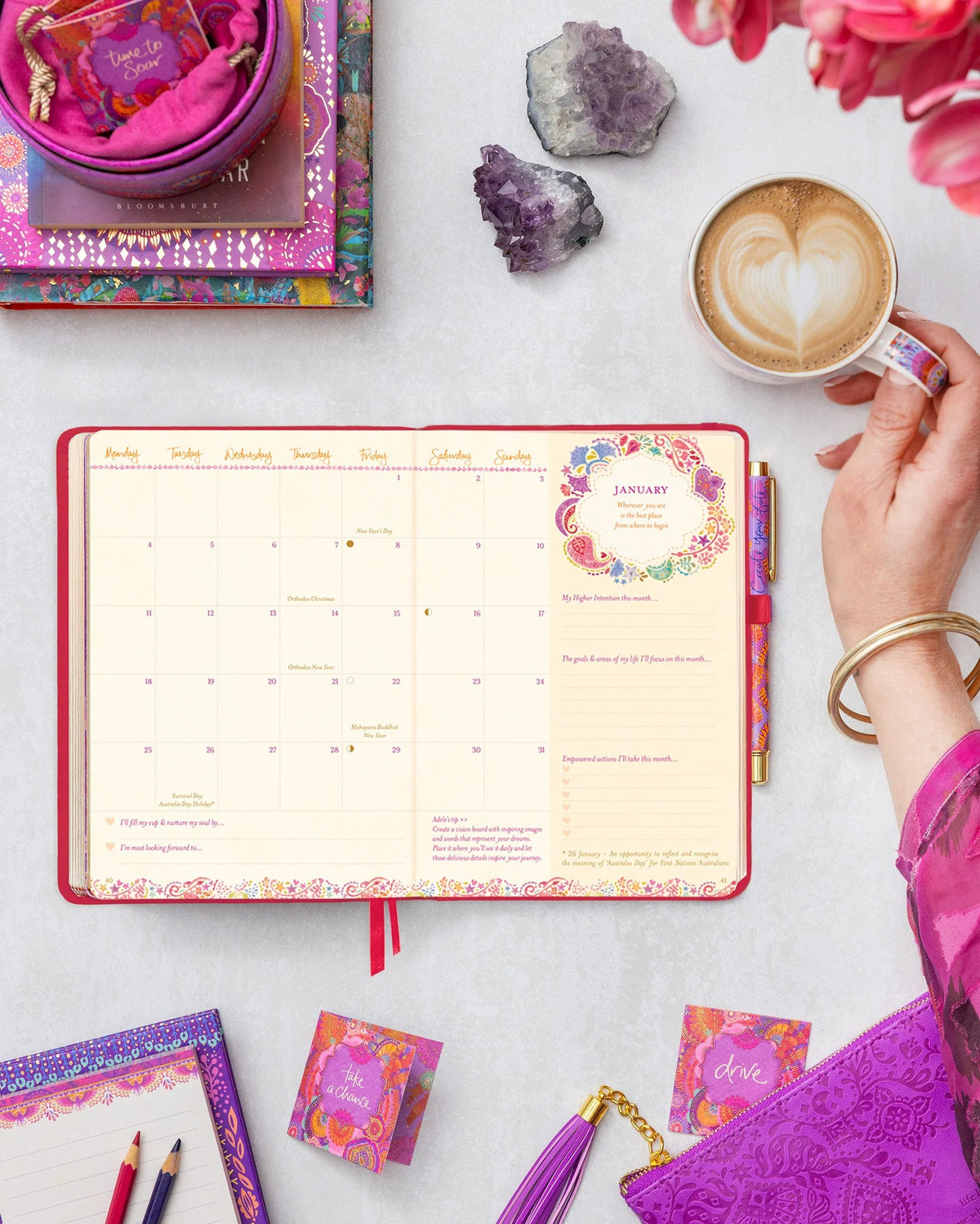 Intrinsic 2027 Diary Planner The Year To Live Brave - Radiant Ruby Red