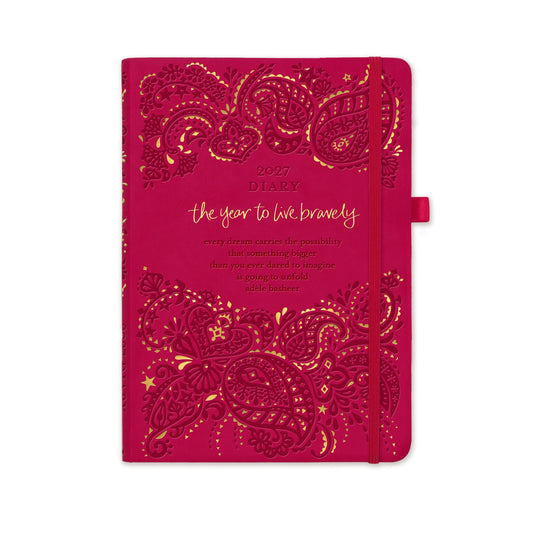Intrinsic 2027 Diary Planner The Year To Live Brave - Radiant Ruby Red