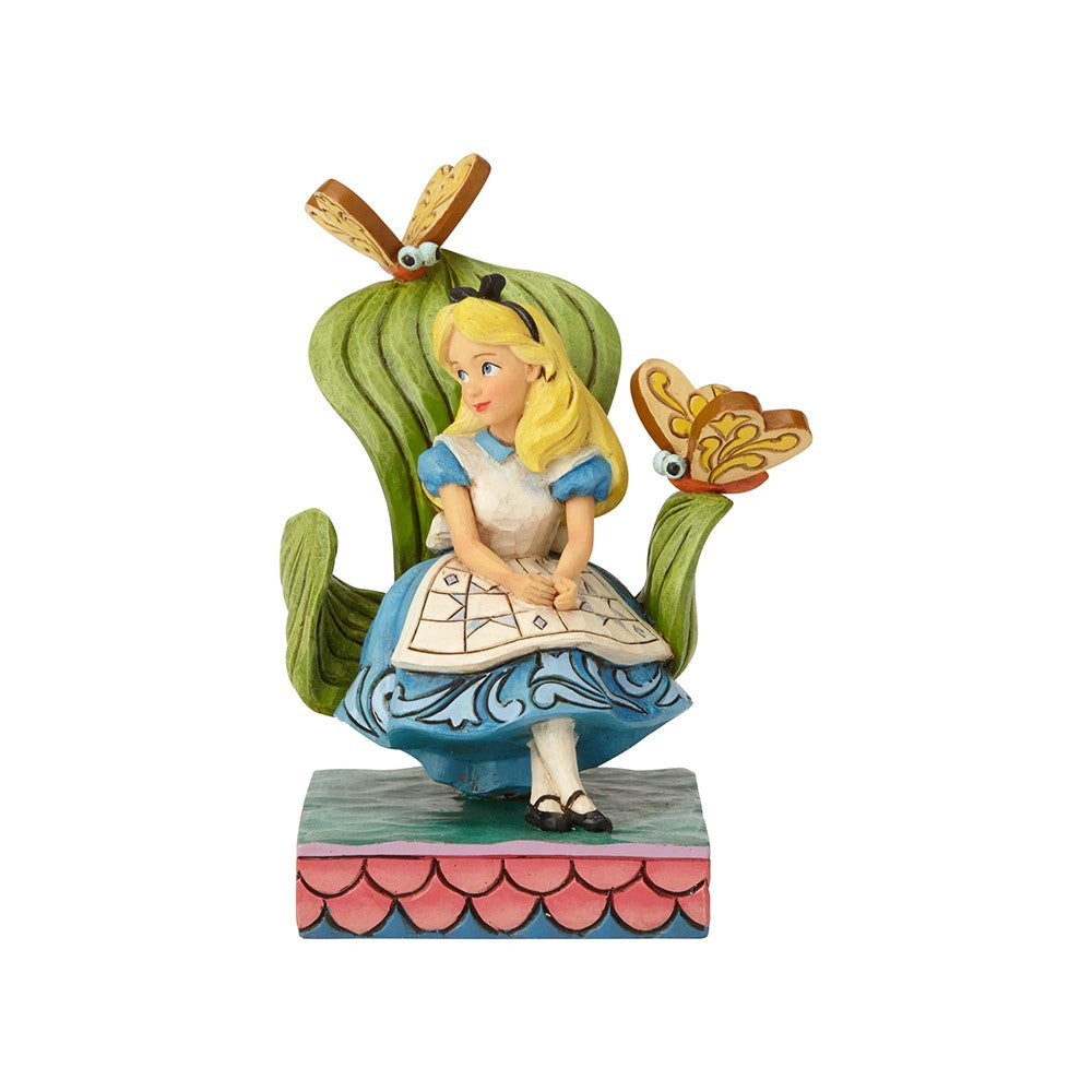 DISNEY TRADITIONS BY JIM SHORE ALICE ON GREEN CHAIR CURIOUSER AND CURIOUSER 13.5CM
