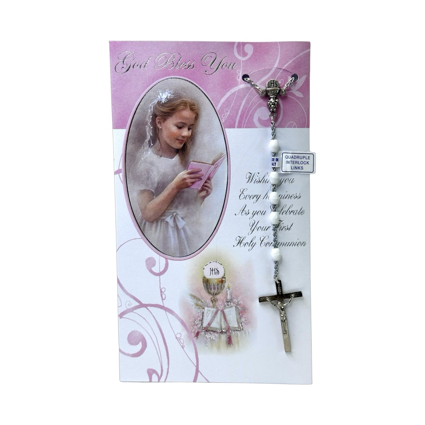 Card And Rosary Set Communion Girl