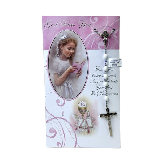 Card And Rosary Set Communion Girl