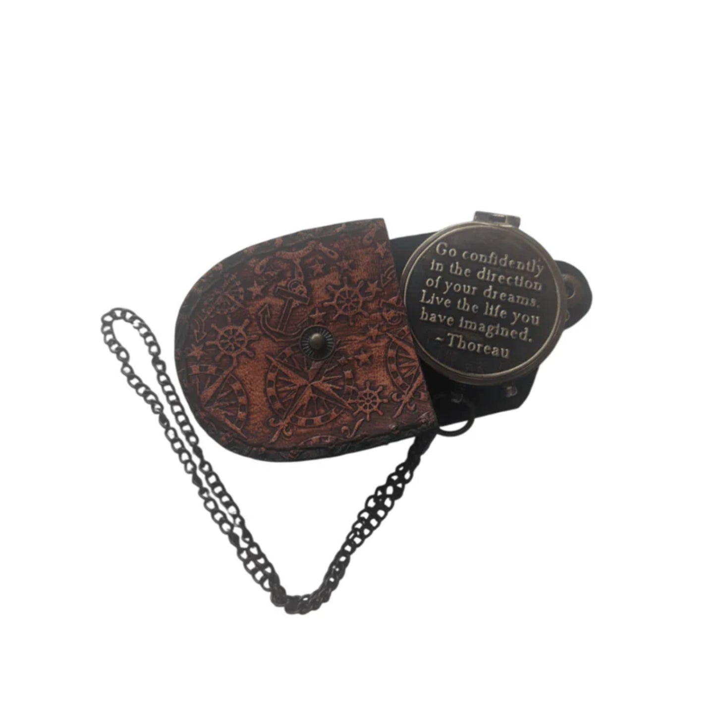 Brass Compass With Message "Go Confidently in the Direction of Your Dreams"