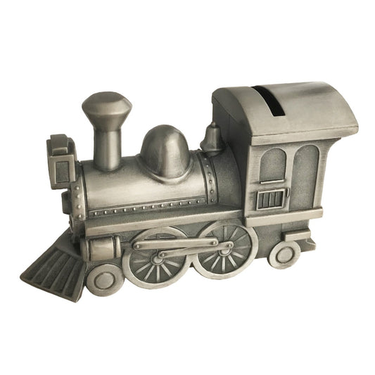MONEY BANK TRAIN PEWTER FINISH
