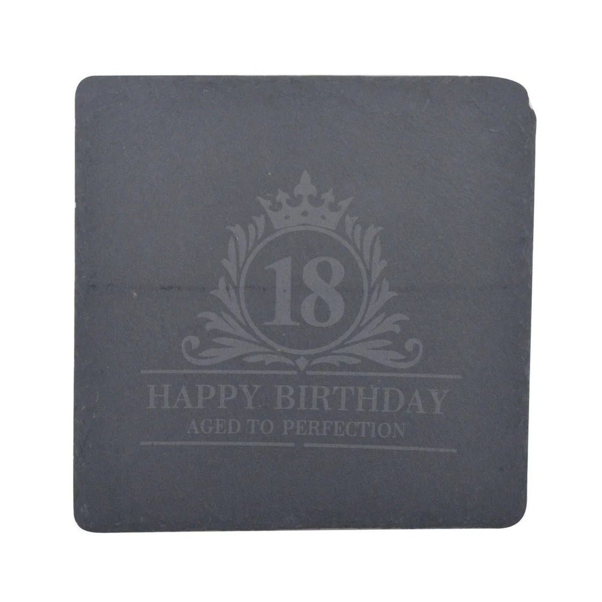 Birthday Whiskey Glass & Slate Coaster Set in Wooden Box 18th