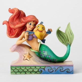 DISNEY TRADITIONS LITTLE MERMAID FUN AND FRIENDS ARIEL WITH FLOUNDER 13.5CM