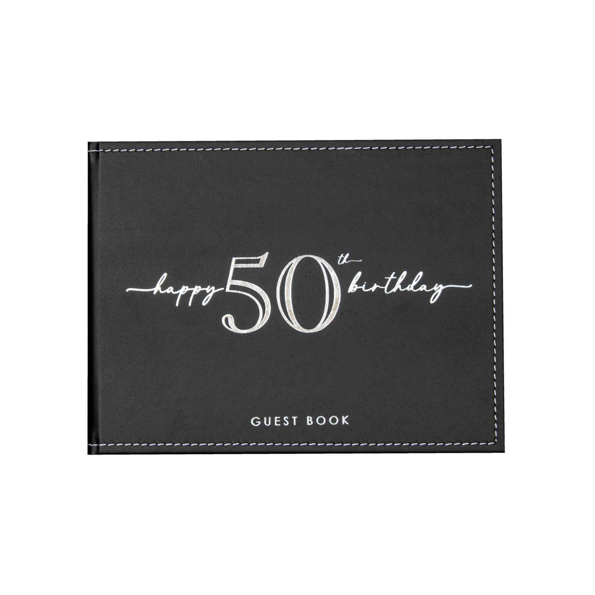 GUEST BOOK BLACK WITH SILVER WRITING 50TH BIRTHDAY