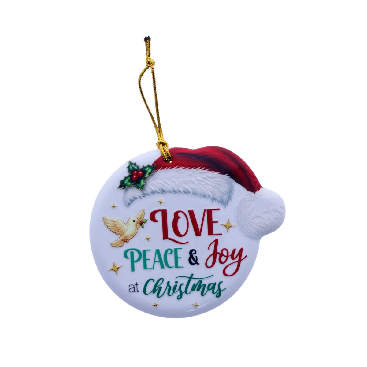 Christmas Sentiment Ceramic Plaque Love, Peace & Joy