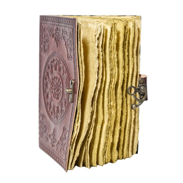 Leather Journal Parchment Style Paper Red Chakra