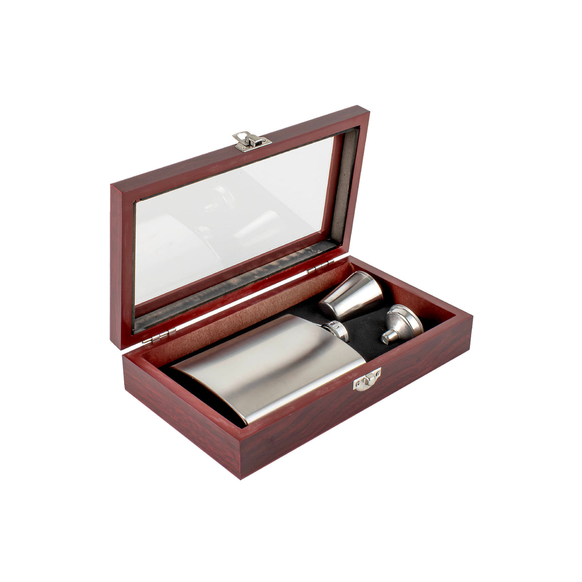 HIP FLASK GIFT SET IN TIMBER BOX