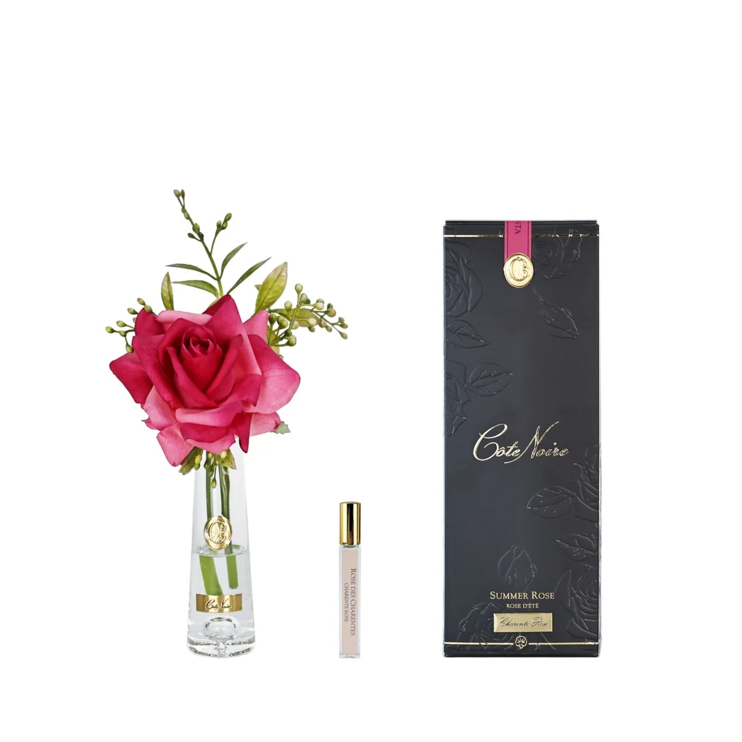 Cote Noire Summer Rose Magenta In Clear Glass With Gold Badge
