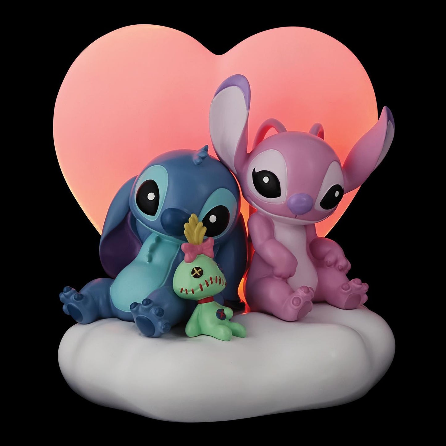 Disney Showcase Stitch and Angel Light Up Heart Love Figurine 7in H