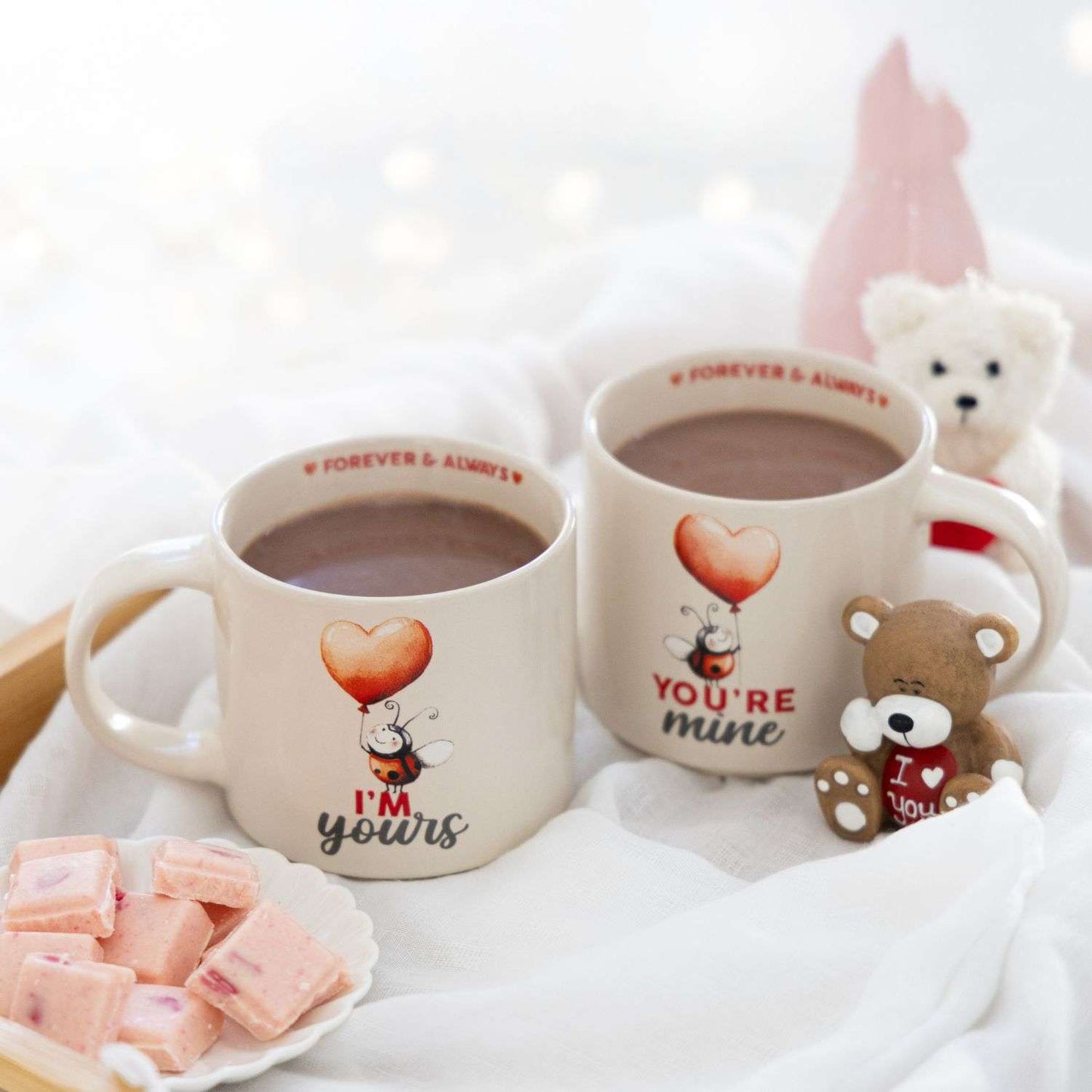 Valentine's Day Love Bugs Mug Set "I'm Yours, You're Mine"