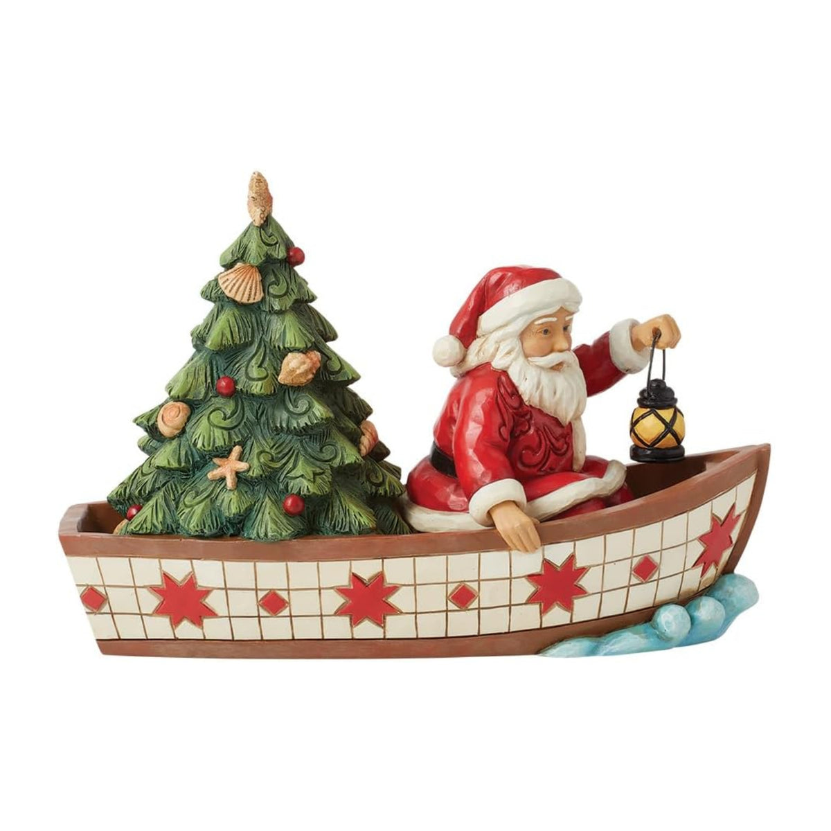 Heartwood Creek By Jim Shore Santa In Boat With Tree Figurine