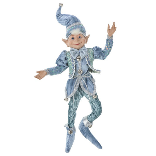 Christmas Posable Fabric Elf Blue & Silver Large