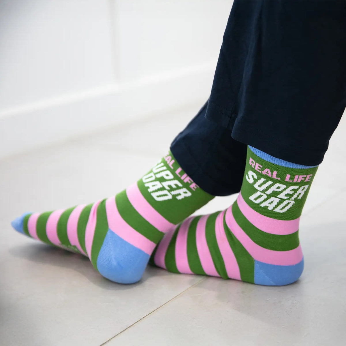 Socks With Sayings "Real Life Super Dad"