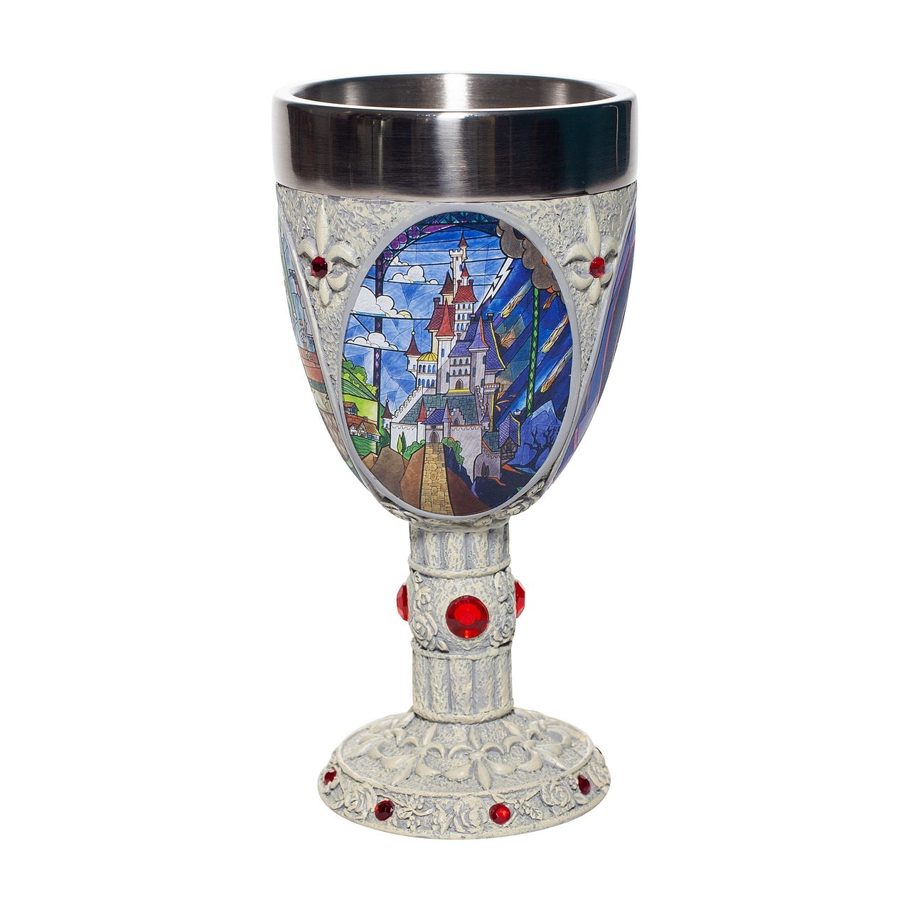 Disney Showcase Beauty and the Beast Stained Glass Scenes Decorative Chalice Goblet Cup
