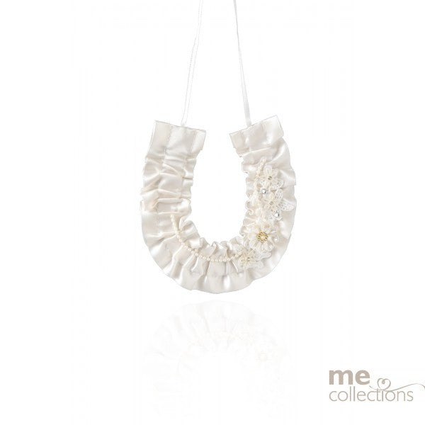 Wedding Charm Horseshoe Satin With Floral Trim In Lace