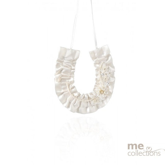 Wedding Charm Horseshoe Satin With Floral Trim In Lace
