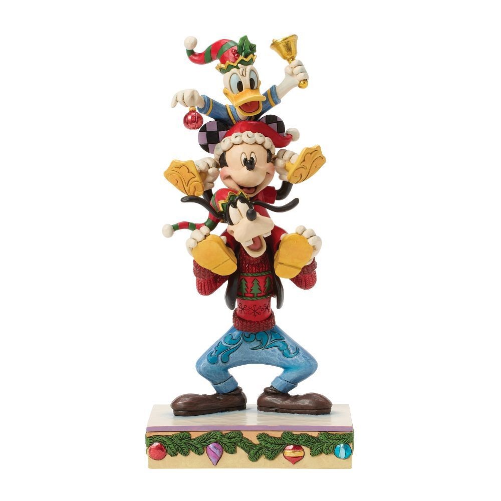 DISNEY TRADITIONS BY JIM SHORE CHRISTMAS MICKEY DONALD & GOOFY STACKED