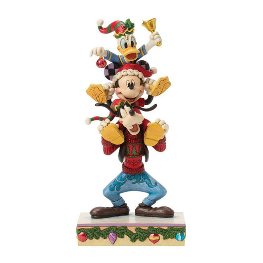 DISNEY TRADITIONS BY JIM SHORE CHRISTMAS MICKEY DONALD & GOOFY STACKED