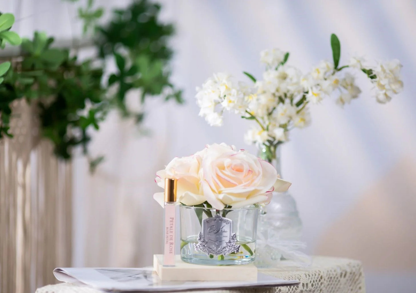 Cote Noire Five Rose Pink Blush Clear Glass with Silver Crest