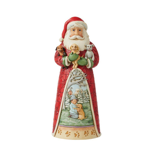 HEARTWOOD CREEK SANTA WITH PUPPIES 22CM