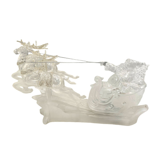CHRISTMAS ACRYLIC LED FROSTED DEER SLEIGH WITH SANTA