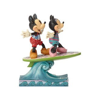 DISNEY TRADITIONS BY JIM SHORE MICKEY MOUSE & MINNIE MOUSE SURFS UP