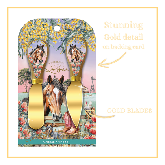 Lisa Pollock Set of 2 Cheese Knives Country Dusk