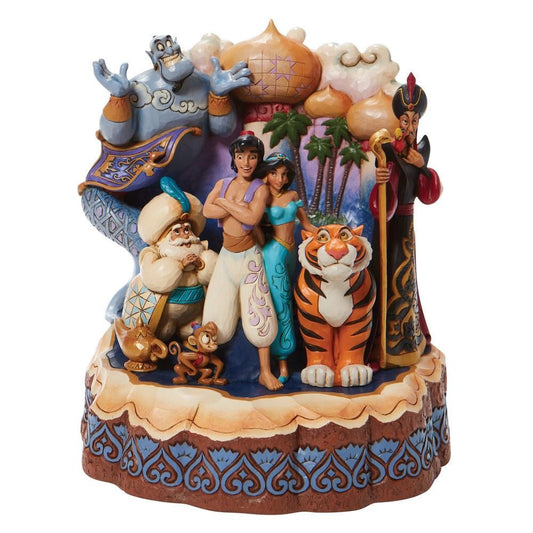 DISNEY TRADITIONS BY JIM SHORE CARVED BY HEART ALADDIN ALL MAIN CHARACTERS 19.5CM