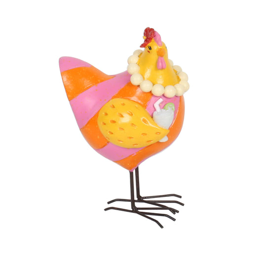 RESIN CHICKEN FIGURINE PEARL "IF YOU LIKE PINA CLUCKADA'S..."
