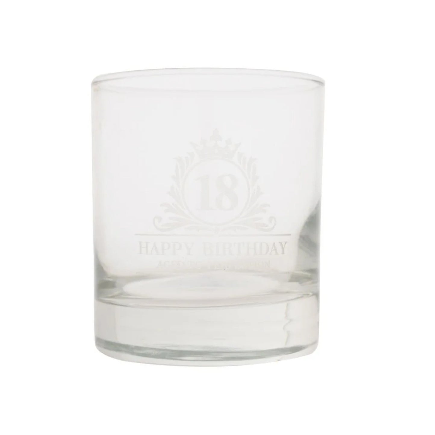 Birthday Whiskey Glass & Slate Coaster Set in Wooden Box 18th
