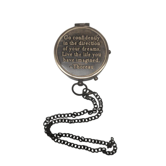 Brass Compass With Message "Go Confidently in the Direction of Your Dreams"