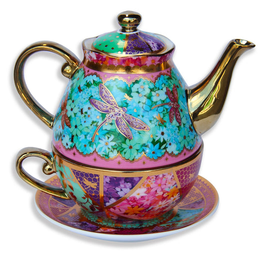 Lisa Pollock Ceramic Tea For One Set In Gift Box Pretty Patchwork