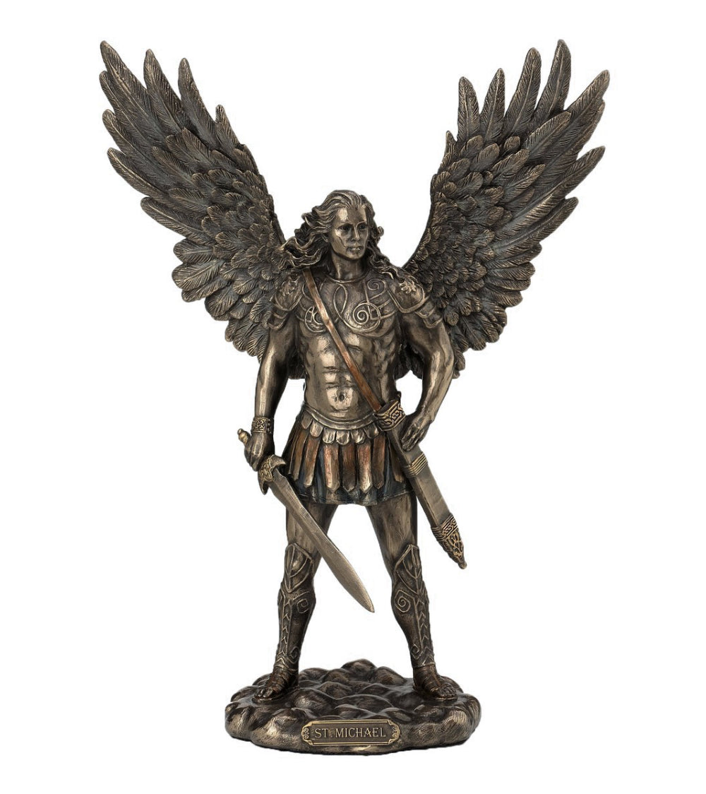 VERONESE DESIGNS BRONZE FIGURINE ARCHANGEL MICHAEL WITH SWORD SMALL