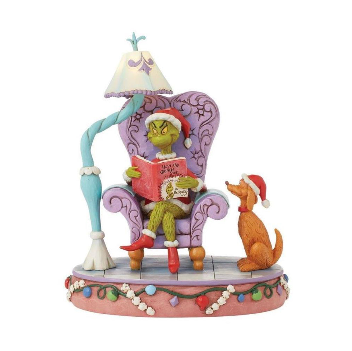 THE GRINCH BY JIM SHORE GRINCH IN CHAIR READING 19CM