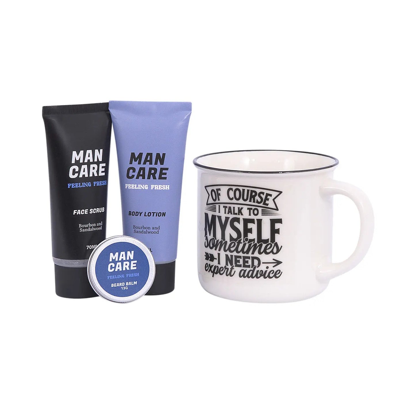 Mug Gift Set With Body Lotion, Body Wash And Beard Cream "Expert Advice"
