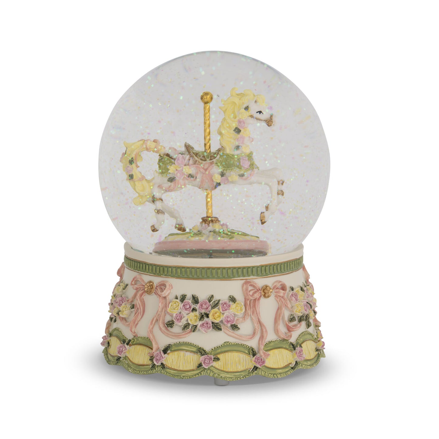 MUSICAL SNOWGLOBE CAROUSEL HORSE CARMEL