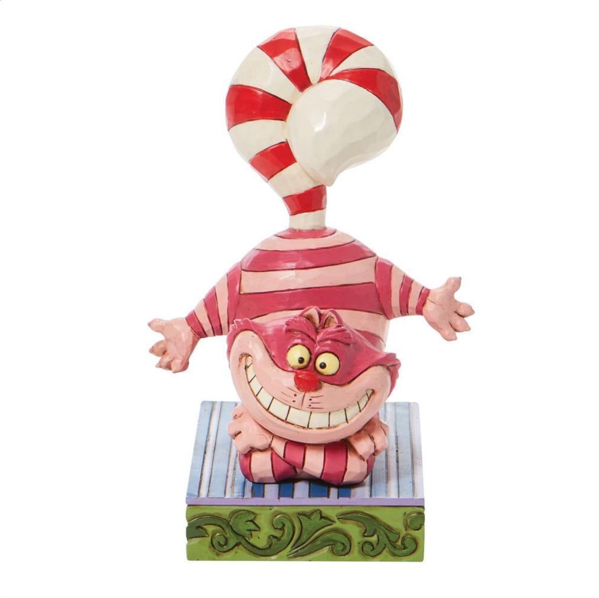 DISNEY TRADITIONS BY JIM SHORE PERSONALITY POSE CHESHIRE CAT WITH CANDY CANE