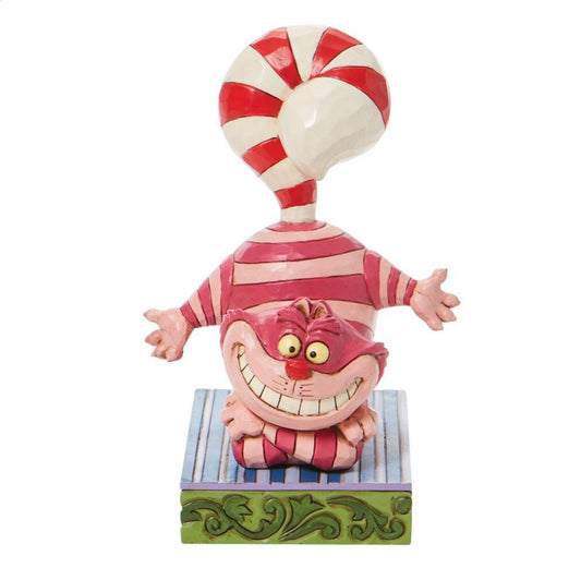 DISNEY TRADITIONS BY JIM SHORE PERSONALITY POSE CHESHIRE CAT WITH CANDY CANE