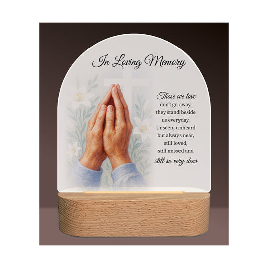 Divine Collection LED Plaque With Timber Base In Loving Memory