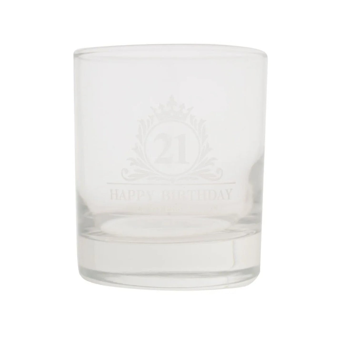 Birthday Whiskey Glass & Slate Coaster Set in Wooden Box 21st