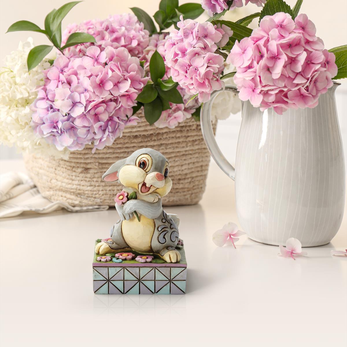DISNEY TRADITIONS BY JIM SHORE BAMBI SPRING HAS SPRUNG THUMPER WITH FLOWER PERSONALITY POSE