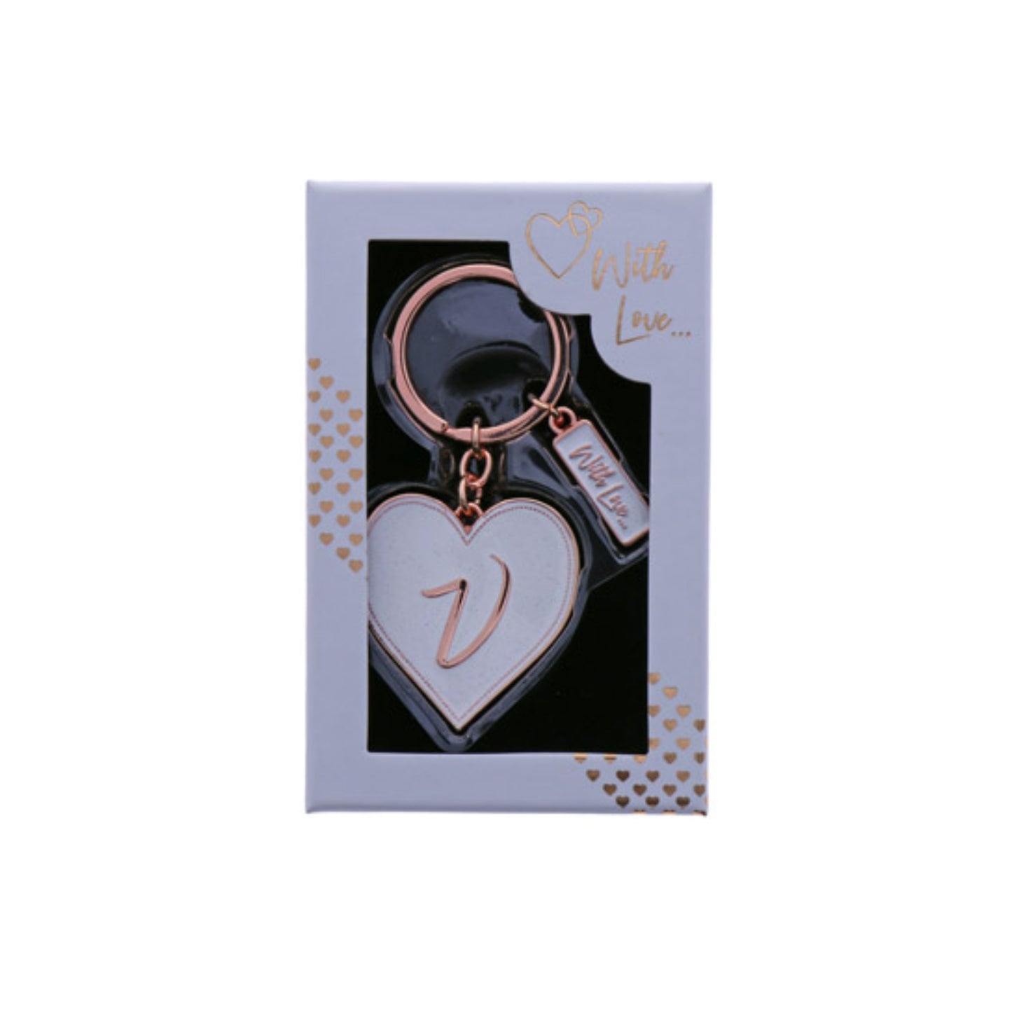 INITIAL KEYRING "V" IN ROSE GOLD